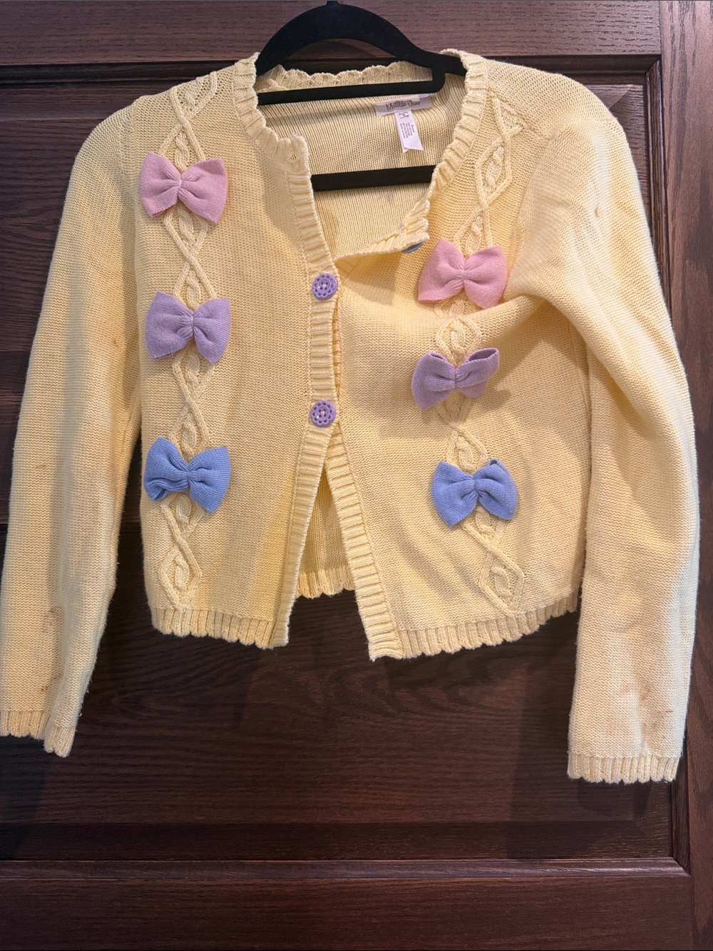 Girls Lavender & Yellow Bunny Print Cotton Dress - Picture 4 of 4
